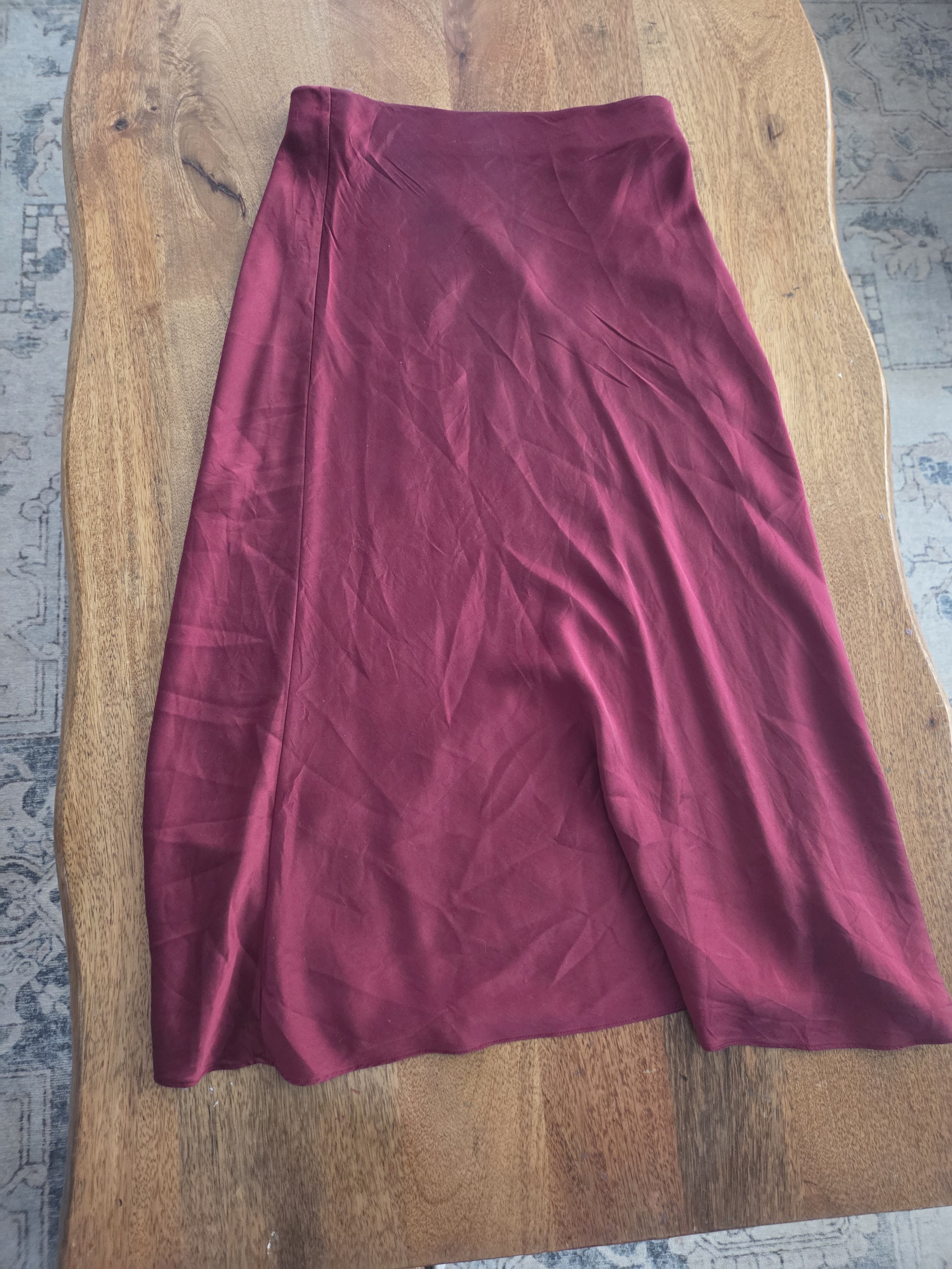Quince Burgundy A-Line Midi Skirt